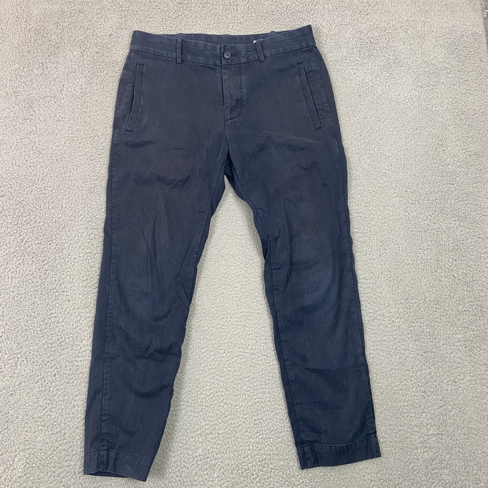Outerknown Mens 30 Navy Hemp Organic Cotton Beach Trouser Pants Cropped Tapered